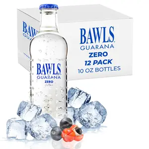 BAWLS Guarana ZERO BAWLS Guarana Drink, Guarana Soda, Guarana Fueled Soda for Energy, High Energy Caffeinated Drink, 10oz 12 Pack Glass Bottles Beverage
