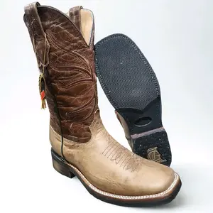 Brown Genuine Leather Cowboy Boot/Bota Vaquero
