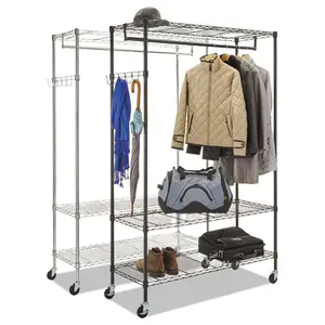 Black Wire Shelving Garment Rack with Hook - Home Laundry Organiser Drying Rack