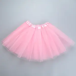 Girls Layer Mesh Tutu Skirt Princess Sweet Elastic Waist Dance Skirt No Lining for Birthday Party Outfit