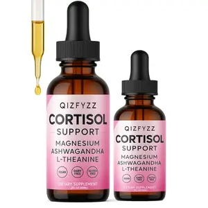QIZFYZZ-Cortisol Supplement Liquid Drops, 17-in-1 Cortisol Reducer w. Ksm-66 Ashwagandha Theanine Rhodiola Rosea Magnesium Phosphatidylserine, Hormone Balanced & Lower Cortisol for Women Calm* Relaxation