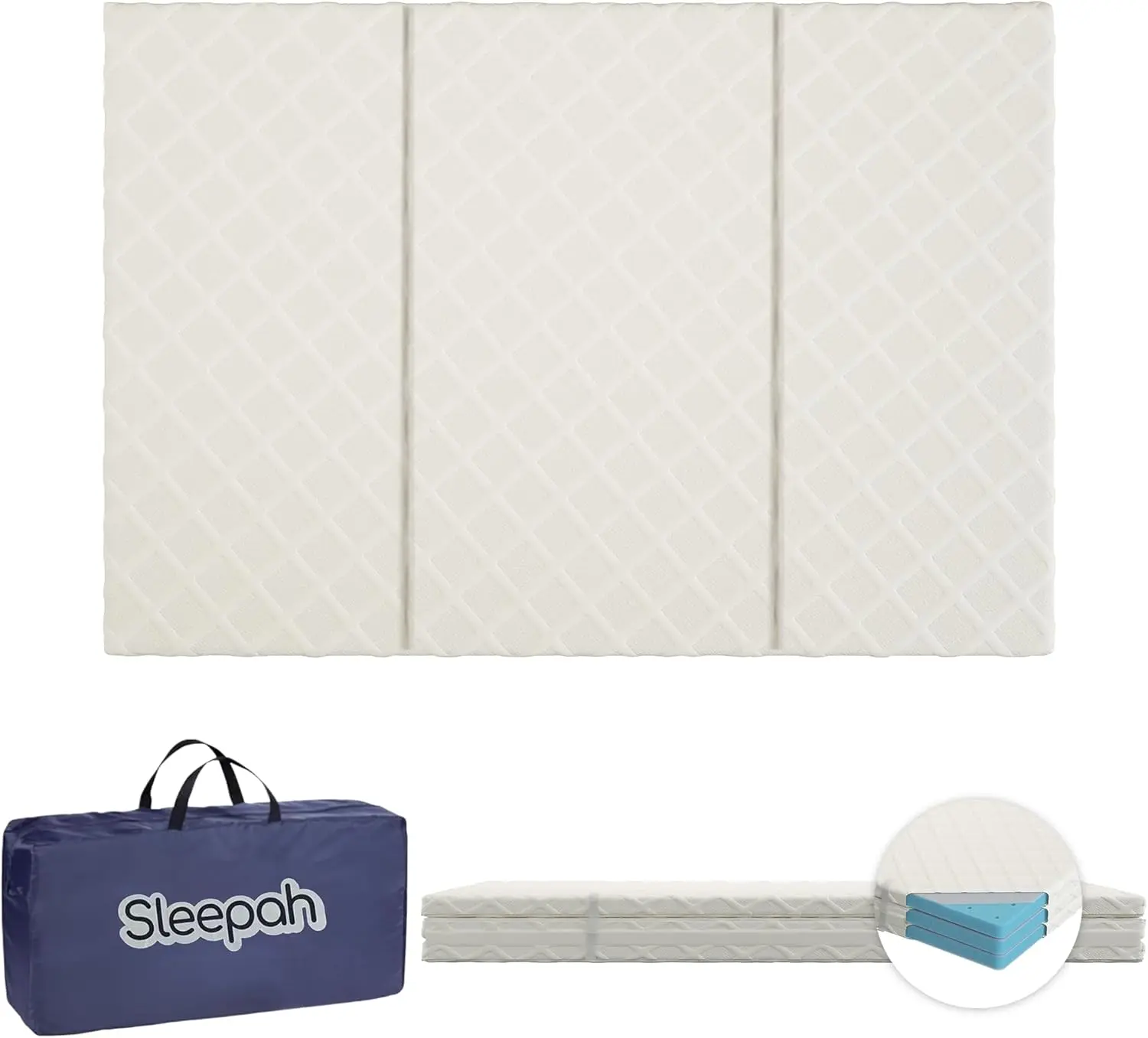 Sleepah Pack and Play Mattress – Waterproof, Washable, Tri-Fold 38"x26"x1.5" Pad for Babies & Toddlers, Fits Most Playpens, with Carry Bag