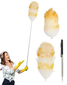 Wholesale 100% Real Sheep Lamb Wool Duster Car Cleaner Sweeper Wood Brush Dust Household Broom Mop House Cleaning Tools valentine Wooden