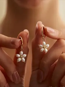French Elegance Faux Pearl Flower Ear Pendants, Simple Fashion Design Women's Jewelry, Wedding Party Gift for Mother Girlfriend, Fashion Earrings, Dangle earrings, Ear Accessories