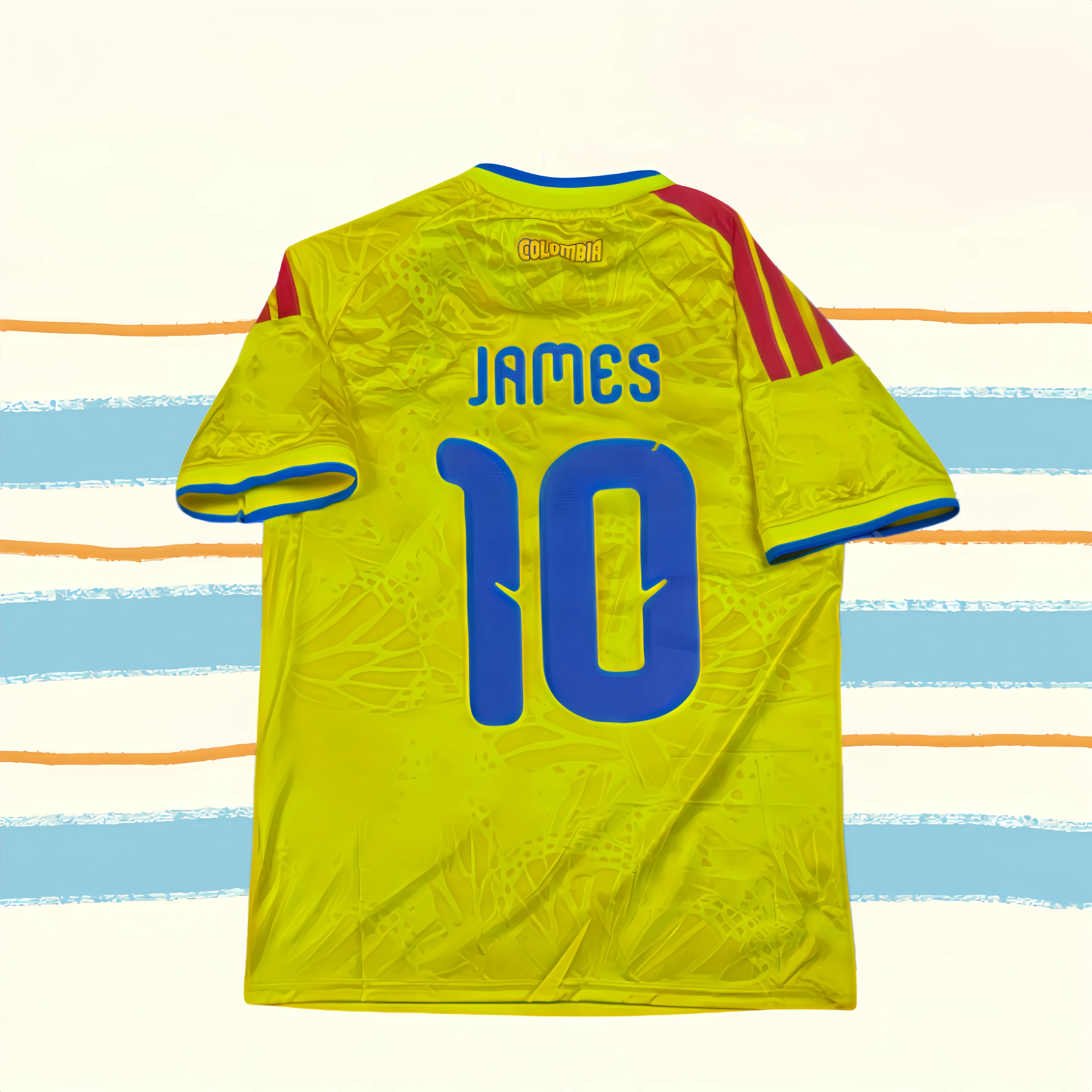 2026 New James 10 Yellow Soccer Jersey with Red and Blue James 10
