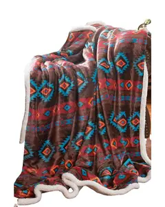 Carstens Home Women's Wrangler Southwest Horizon Rustic Sherpa Fleece Throw - Jw199