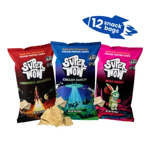 SuperWow Veggie Puffed Chips (12 Bags, 1 oz Each) Light Crunchy Salty Savory Snack Protein Chip | Non-GMO Gluten Free Avocado Oil