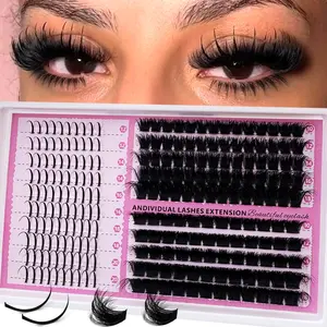 Natural False Eyelashes, Lightweight Anime Lash Extensions, Unique Pointed Cluster Lashes, Volume Cluster Lashes, D Curl, 10-20mm, 230pcs/270pcs/300pcs