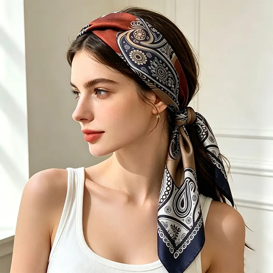Silk like men's/women's neck scarf -27.5-inch square fashionable satin scarf scarf scarf accessories，Bohemian style Head Scarf Women's Fashion Square Neck Satin Scarfs for Bag Hair Scarves Gift