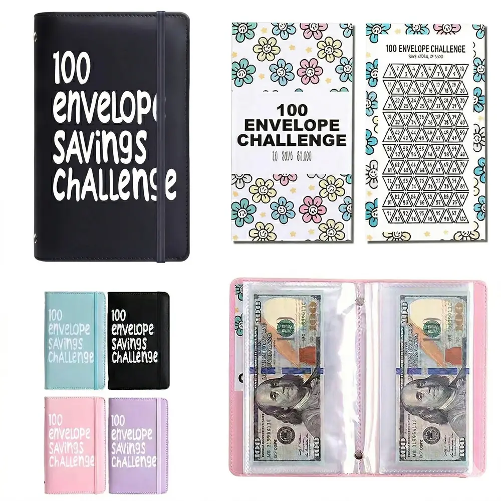 100 Days Money Saving Challenge - Coin Envelope Budget Book | Daily Tracker, Habit-Forming System, $5050 Savings Goal