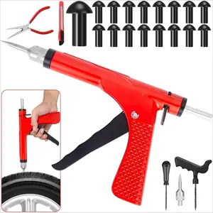 Tubeless Tire Puncture Repair Kit with Mushroom Plug, Repairs punctures and Flat Tires for Motorcycles, Cars, Trucks, ATVs,Gun Puncture Repair Kit