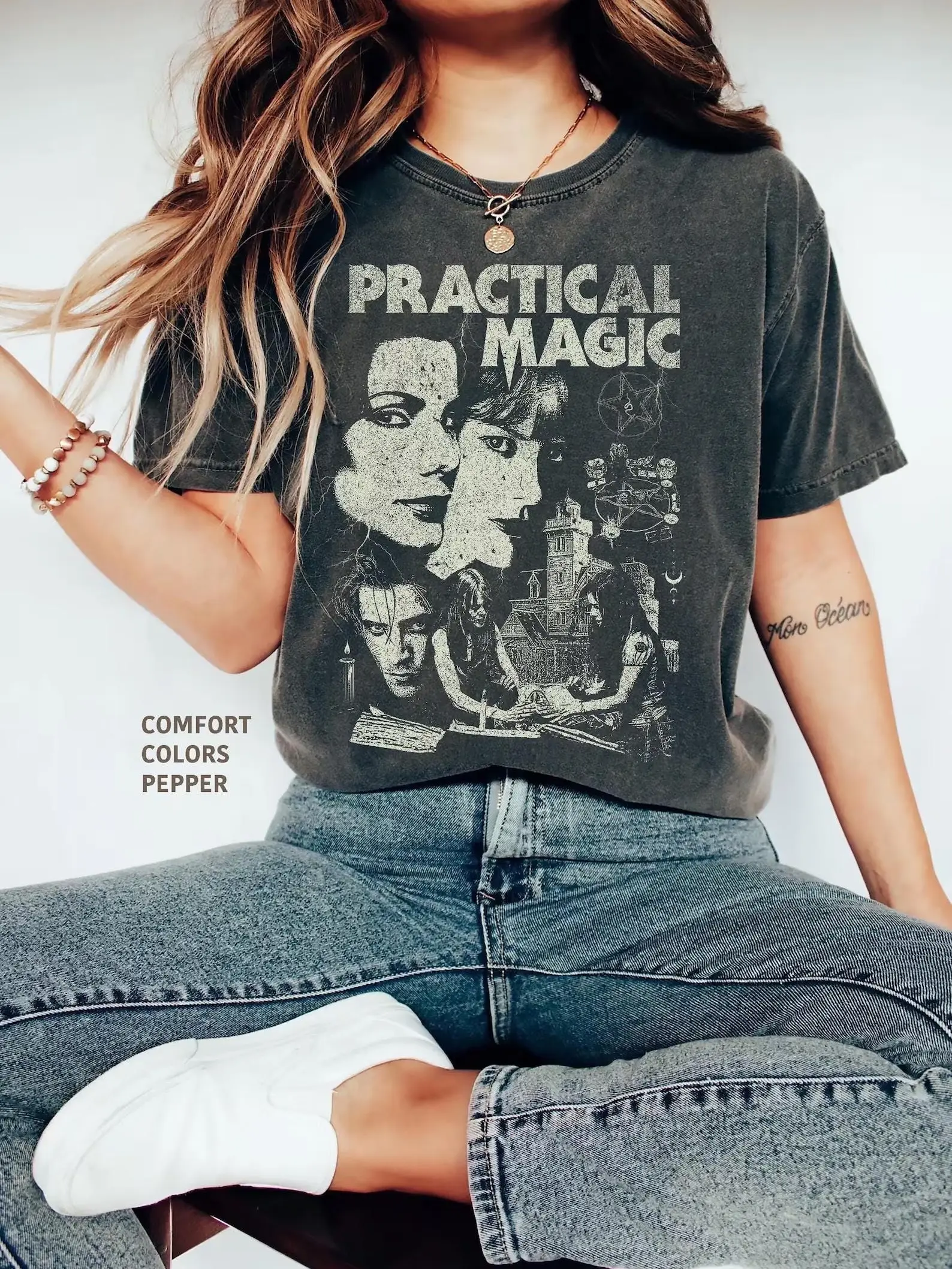 Comfort Colors Practical Magic Vintage Witch Graphic Tee, Rom Com Horror Movie Shirt Gift