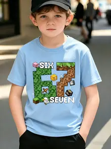 Boys' Summer  New Arrival Minecraft Style  67 Pixel Tee, Stylish Kids T-Shirt in Black/White for Daily & Six Seven School Wear#Minecraft 67 Tee #Multi Color Kids Tees