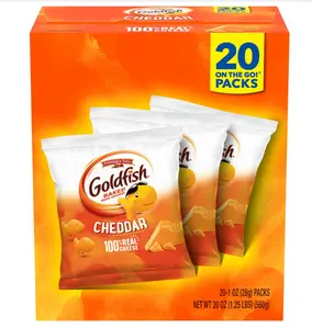 Goldfish Cheddar Cheese Crackers, Baked Snack Crackers, 1 oz On-the-Go Snack Packs, 20 Count Box