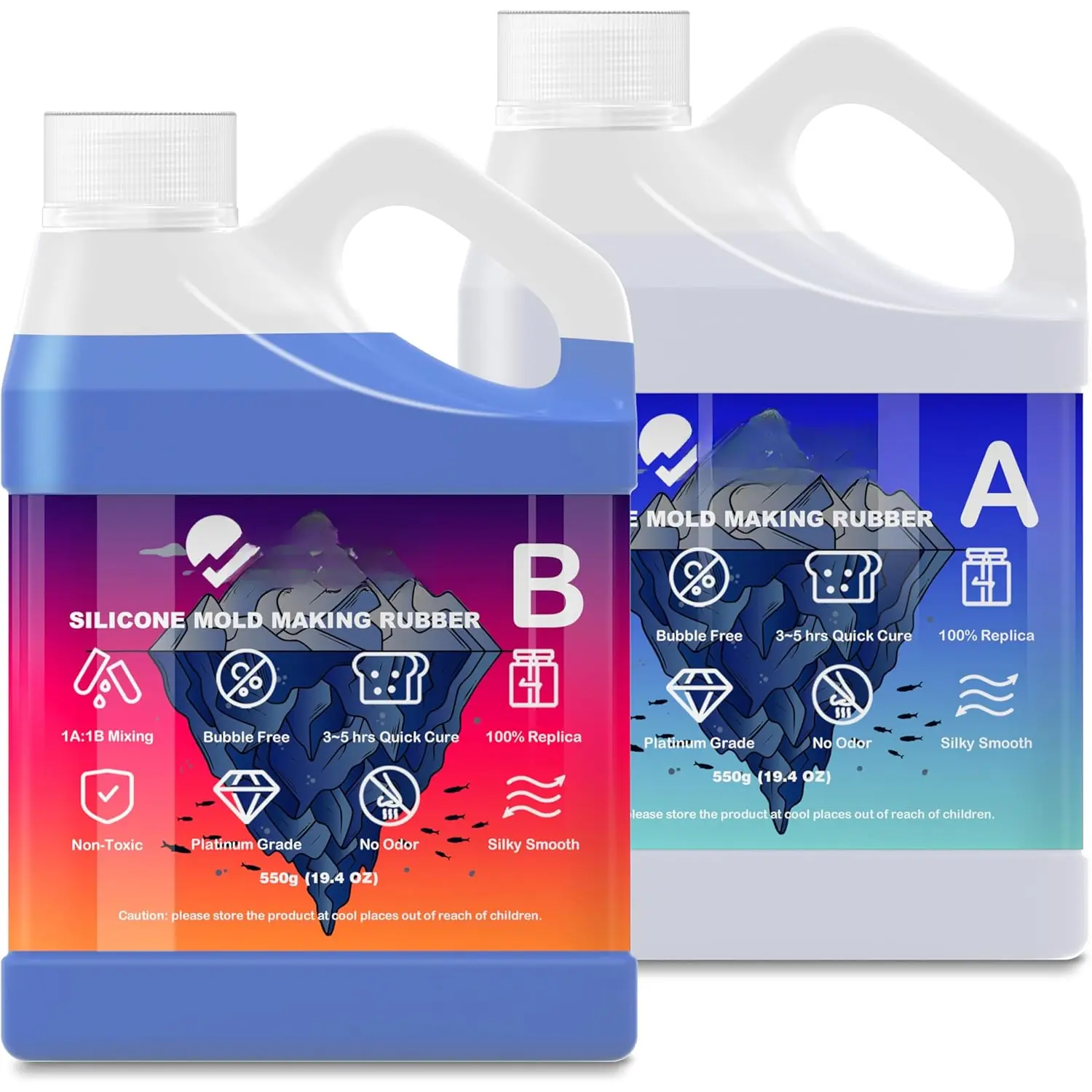 Mold Making Kit, 30A Liquid Silicon for Molds Making 38.8 OZ, Quick Cure Molding  Rubber, 1:1 Ideal for Silicon, Resins, Soap, Concrete, Wax Mold-Casting  Blue