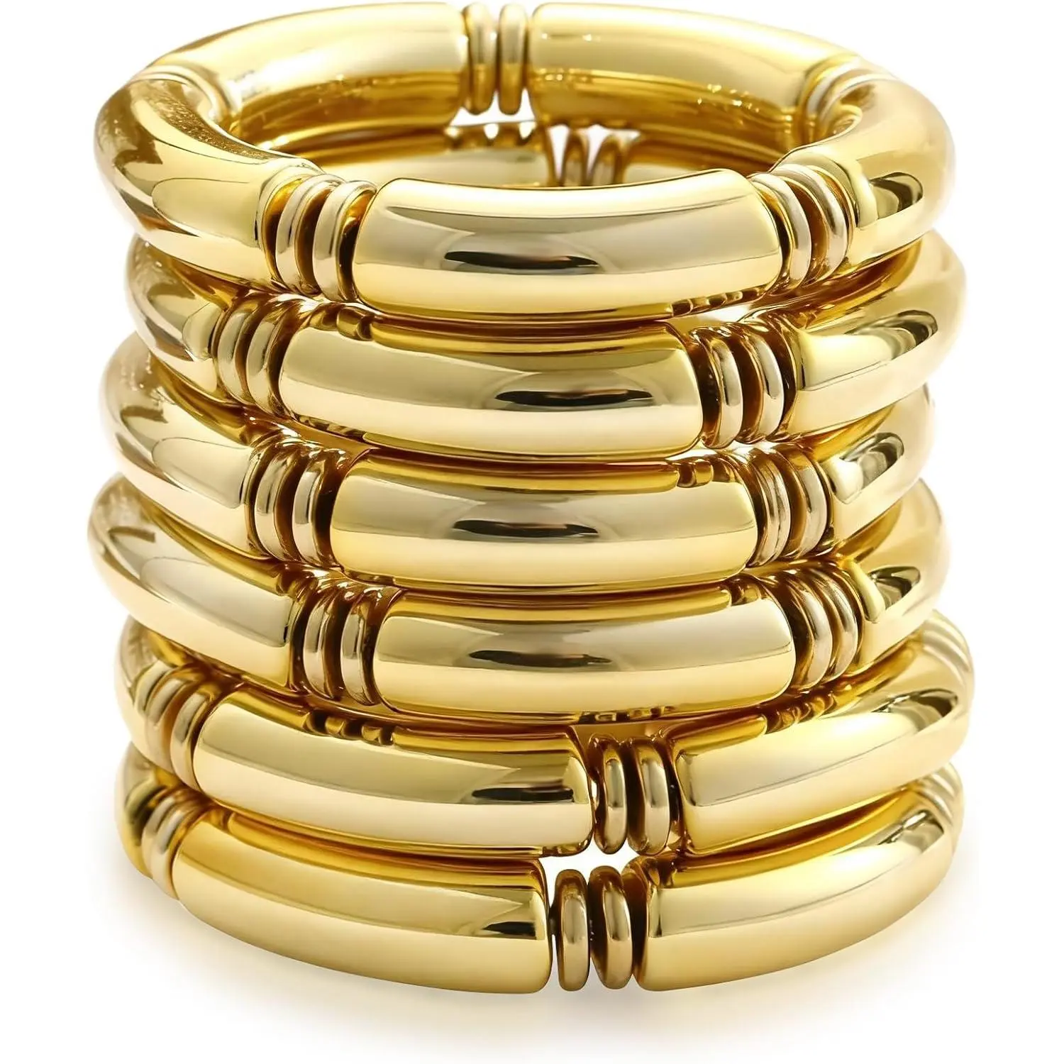 6 Gold chunky acrylic bracelets