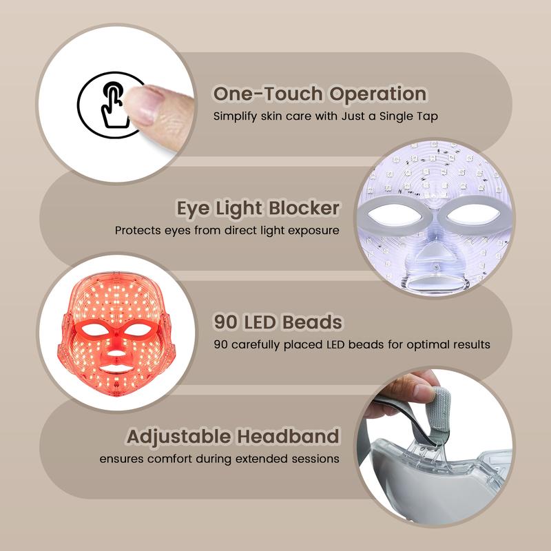 SHMHE Red Light Therapy, 7 Color LED Light Face Mask, Photon Skin Rejuvenation For Daily Care, Cordless, Rechargeable, Ideal Gift For Women, Summer Gift Skincare Facial