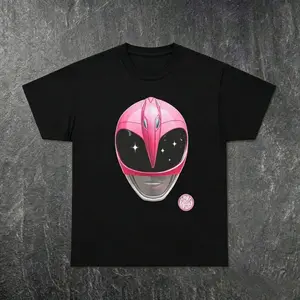 Vintage Pink Power Ranger Helmet Graphic Tee | 90s Nostalgia Streetwear T‑Shirt