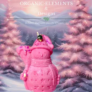 Pink Snowman Pillar Candle - Festive Home Decor Ornament Coconut Scent