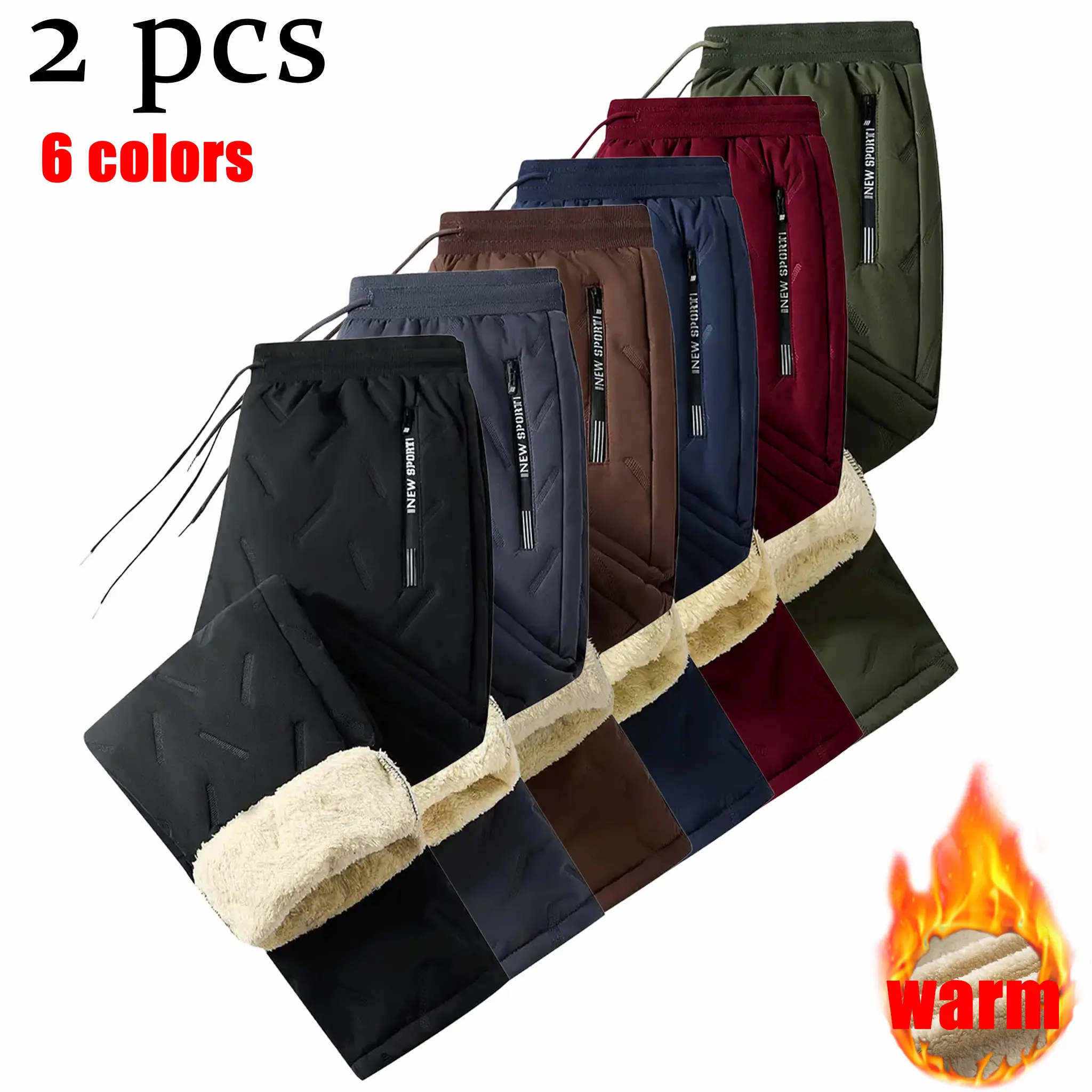 1/2Men’s set with plush lining snow pants – features plush lining, adjustable belt waist design, perfect for winter sports and casual wear. Ideal as a gift. Essential long pants for winter. Men's Thermal Hiking Snowpants