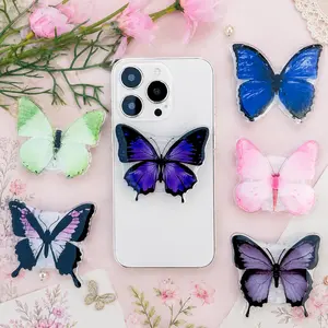 Aesthetic Butterfly Phone Grip Holder | Cute Colorful Butterfly Expandable Phone Stand | Trendy Insect Accessory for Smartphones & Tablets