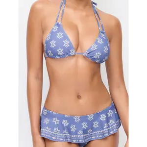 Cider Aztec Halter Neckline Ruffled Triangle Bikini Set SwimWeek