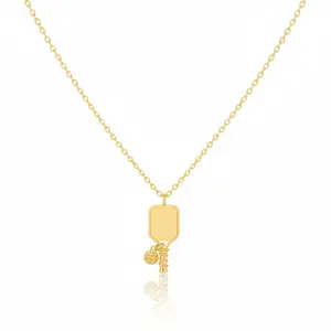 18K Gold Plated Pickle Ball Pendant Necklace