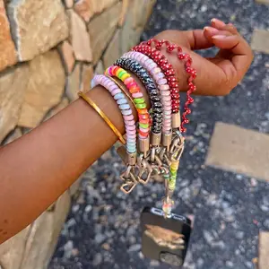 【DealsForYouDays】Kawaii Versatile Coil Bead Wrist Strap Multi-Style Decor Pendant, Detachable Connector Tab Lanyard, Multicolor Designs Anti-Lost Wristlet Bracelet for Mobile Phones, Keys, Backpack Charms, Daily Outfit Accessories-YY
