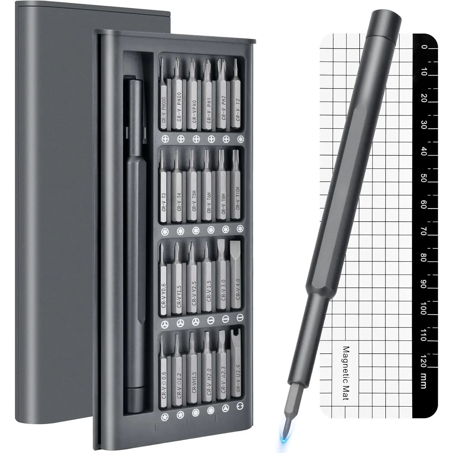 25-in-1 Compact Mini Precision Bit Tool Set - Torque Repair Screwdriver Kit for Electronics, Stocking Stuffers Gifts for Men, Dads, Boyfriends for Father’s Day, Holidays, Birthdays, Compatible with Macbook, Watch, Eyeglass, Ring Doorbell