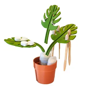 Mirror Leaf Design Toothbrush Holder and Bathroom Storage Box, Mimicking Mostaza Plant Pot, Three Leaf Decor, Fashionable Home Decoration