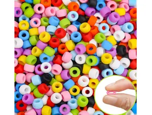 300PCs Silicone Pony Beads 6 * 9mm Silicone Kandi Beads for Bracelet Making, Mixed Soft Focal Bead for Hair Braiding, Pens, DIY Crafts, Key Chains Decor