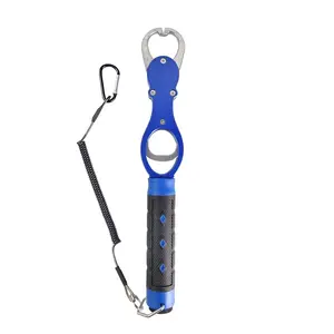 11.4'' Heavy Duty Fish Gripper with Scale Rustproof Aluminum Body, Non-Slip Rubber Handle, Built in Weight Estimator & Wrist Lanyard