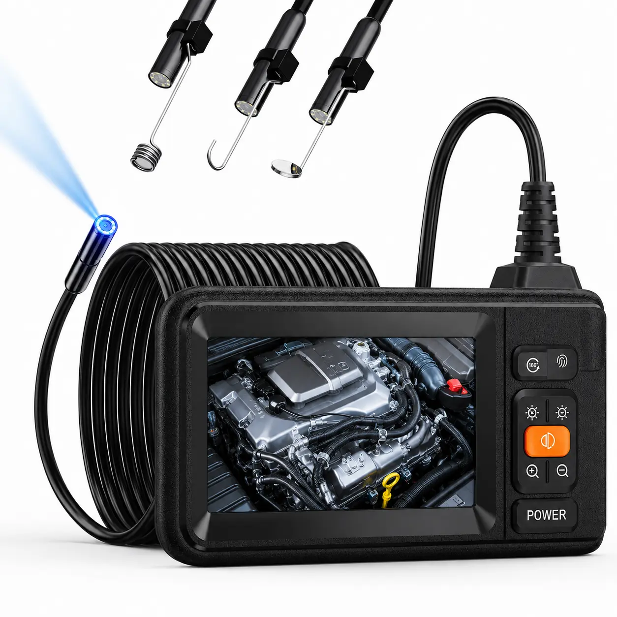 Inspection Endoscope Camera with Light,Single Lens 1080P Borescope with 4.3" IPS Screen & 16.5FT Snake Cable, Industrial Waterproof Video Automotive Tools for Sewer, HVAC, Plumbing, Mechanic