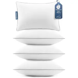 Pillows Standard Size Set of 4, Ultra Thick Down Alternative Bed Pillows,Cooling Hotel Quality Standard Pillow for ,  or Side Sleepers, Machine Washable(White,4 Pack)