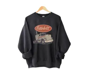 Vintage Peterbilt Style Semi Truck Sweatshirt, Diesel Driver Unisex Crewneck, Trucker Gift, Long Haul Highway Outfit