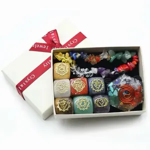 7‑Chakra Healing Crystal Gift Set – Engraved Stones + Energy Bracelets + Manifestation Pendant