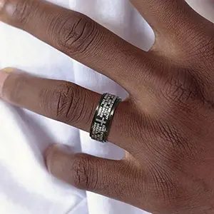 Stainless Steel Cross Bible Rotatable Ring for Prayer Faith Ring