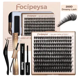 Focipeysa 200D Lash Clusters | Dreamy Volume Lash Clusters | Waterproof Clusters Lashes | Long Lasting Beginner Friendly | D Curl DIY Cluster Lashes for Flawless Makeup | Salon-Level Volume Lash Extensions at Hom