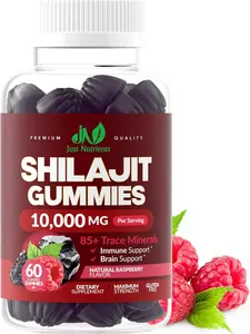 60 Count Shilajit Gummies 10,000mg for Men & Women - Maximum Strength Pure Himalayan Shilajit, Gluten-Free, Non-GMO, 100% Vegetarian