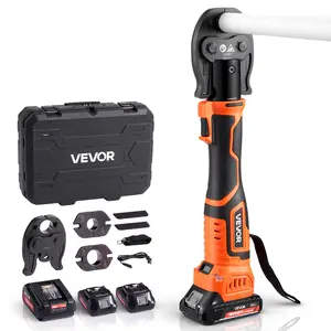 fathersdaygift VEVOR Cordless Mini Press Tool, 18V Electric Pipe Crimping Tool for 1/2, 3/4, 1 PEX Pipe Copper Rings, 24KN PEX Press Tool with 2pcs Battery, Fast Charger Carrying Case - Meet ASTM F1807 Standard