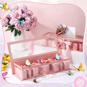 Mother's Day MOM Transparent Letter Gift Box, Includes Mother's Day Greeting Card, Fillable Flower Gift Box Packaging for Fresh/Preserved Flowers Chocolate Small Gifts, Mother's Day Event Party Decor Photo Prop, Gift Box Design