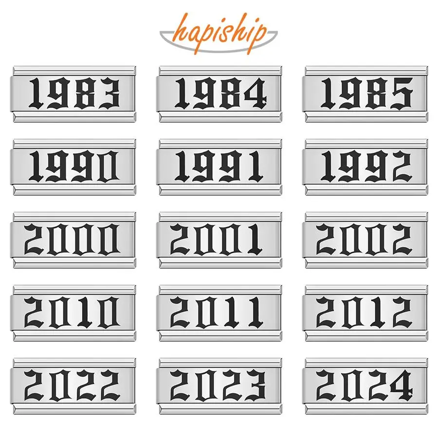 Hapiship 2024 New Fashion Women Year and Birthday Charm Italian Links Fit 9mm Bracelet Stainless Steel DIY Making Jewelry DJ1256