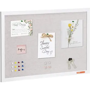 VEVOR 36x24 White Cork Board with Linen Surface - Stylish Wall - Mounted Bulletin Board for Home, School, Office - Elegant Functional NoticeboardVEVOR Super Brand Day