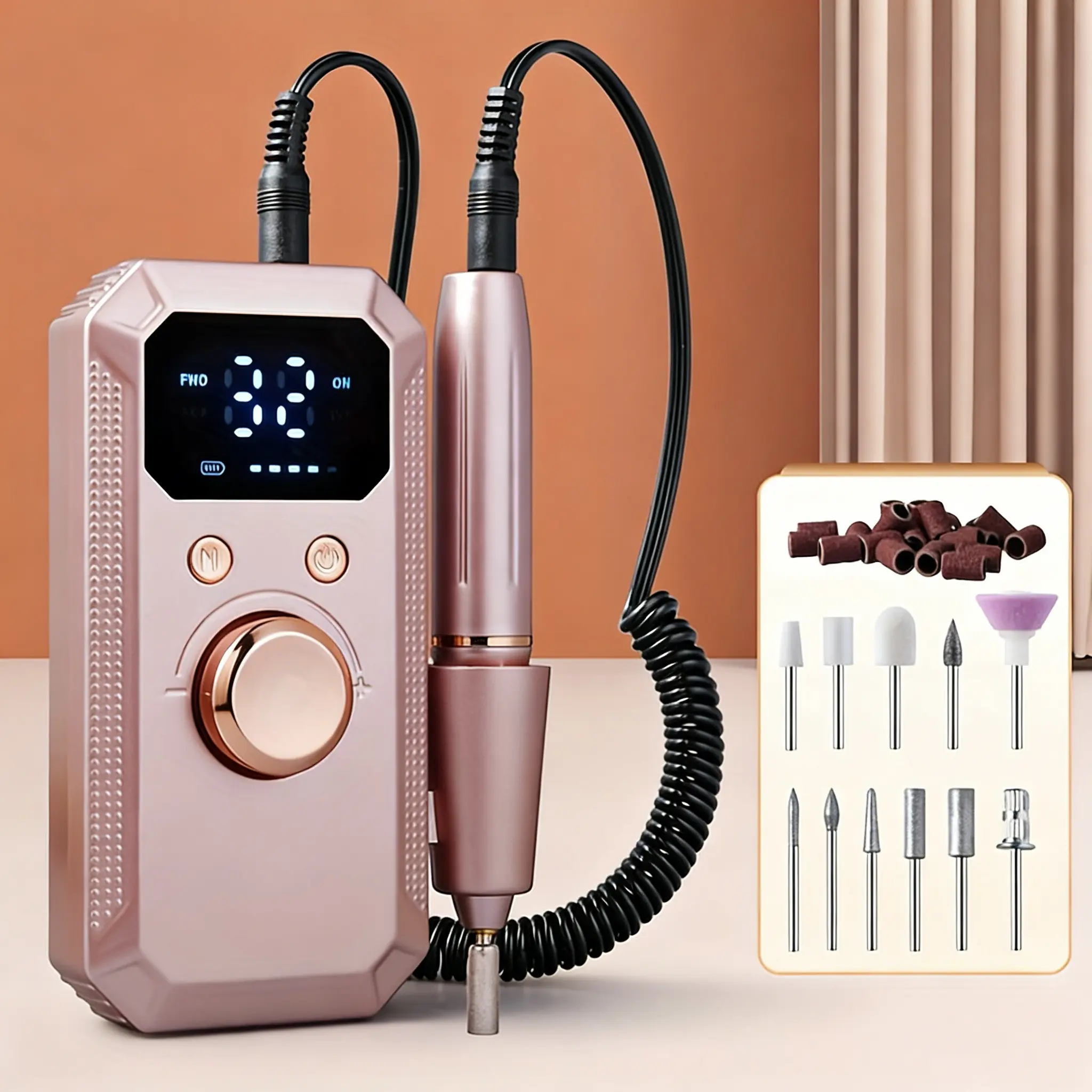 Portable Rechargeable Nail Drill Machine, Home Use Nail Grinder, Electronic Nail File, Digital Display, DIY Manicure Tool Set, Nail Care for Beauty Salons/personal Use
