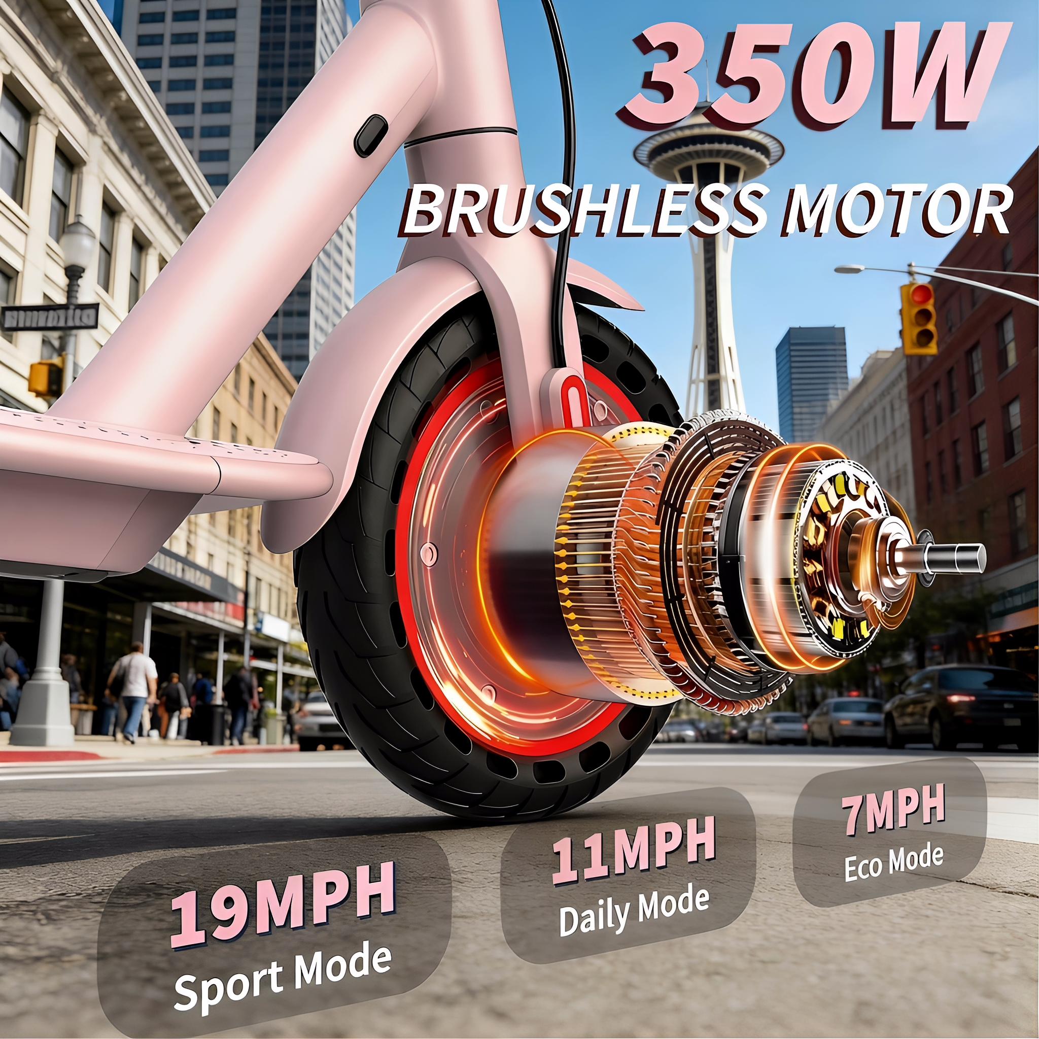 Electric Scooter,8.5" Tires,350W Motor,Up to 19MPH Max Speed,Portable Electric Scooter with Light, Suitable for Female Girls,Halloween Gifts