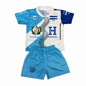 Honduras Guatemala Soccer Set White Blue Unisex Jersey Shorts