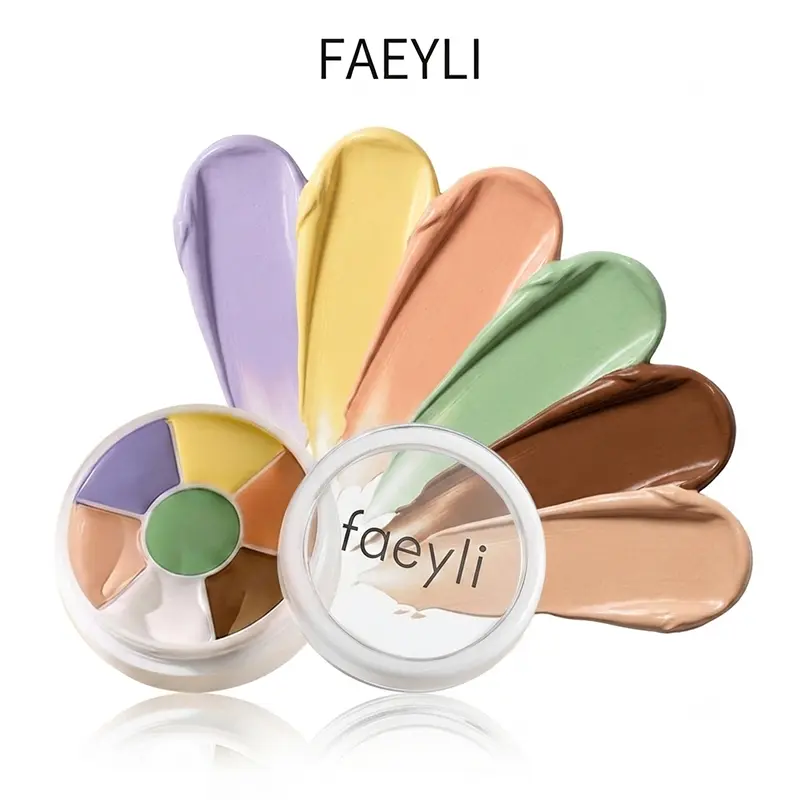 7-Color Color Correcting Cosmetic Concealer Palette, Lightweight Moisturizer Foundation Cream for Blemish, Dark Circle Coverage & Flawless Contour Makeup
