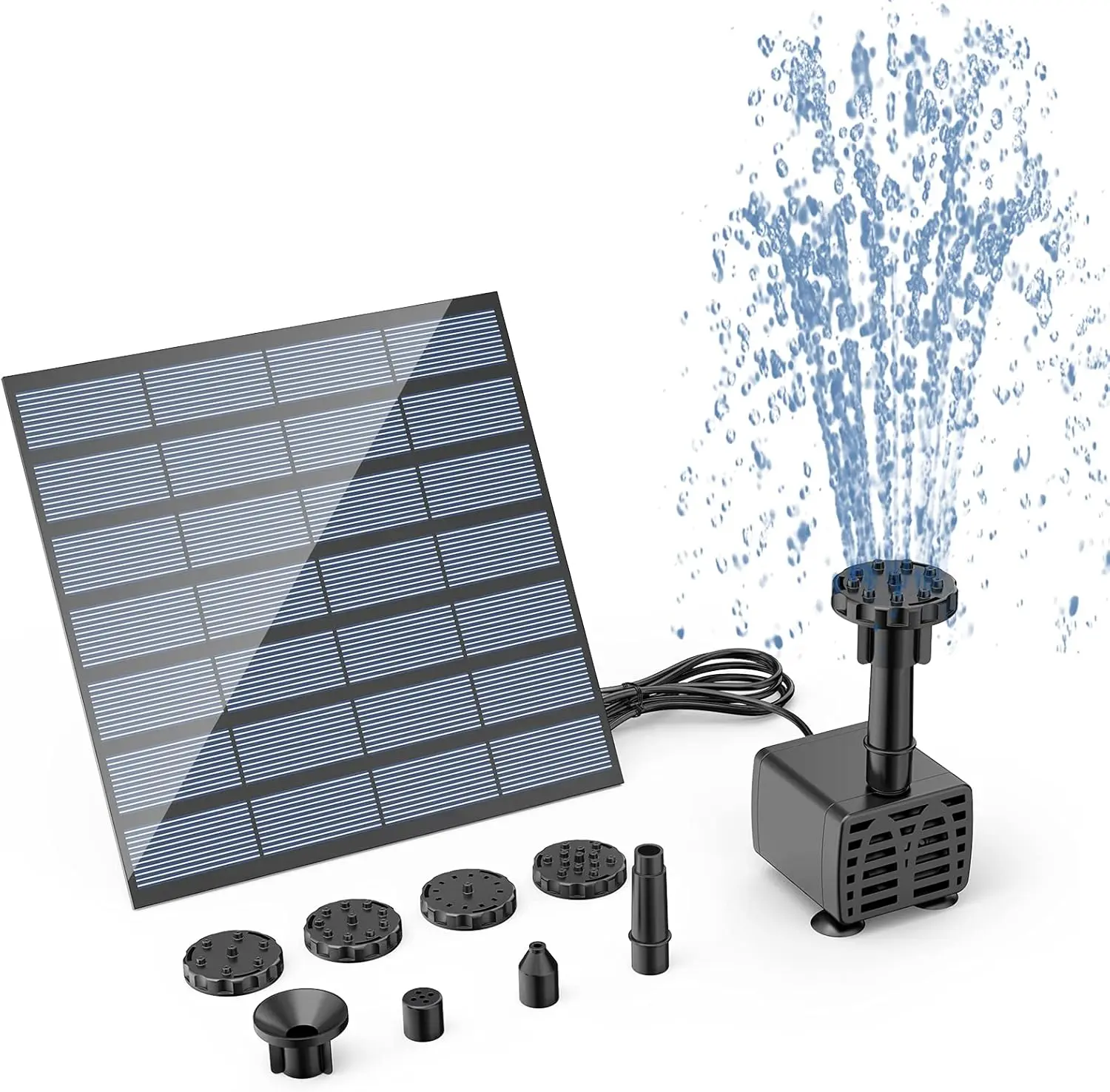 DIY Solar Water Pump Kit for Water Feature Outdoor with 6 Nozzles | 2026 Solar Fountain Pump, Solar Powered Water Fountain for Bird Bath, Ponds, Garden, Fish Tank