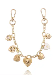 Gold Heart Cherry Charm Bag Chain, Cute Purse Handbag Extender Strap Accessory, Fashionable Bag Pendant for Women
