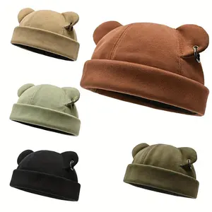1 Piece Unisex Brimless Cap with Rolled Cuff – Adjustable Strap Fits All Head Sizes, No Flat Hairstyle! Perfect for Daily Errands, Sports & Casual Outings